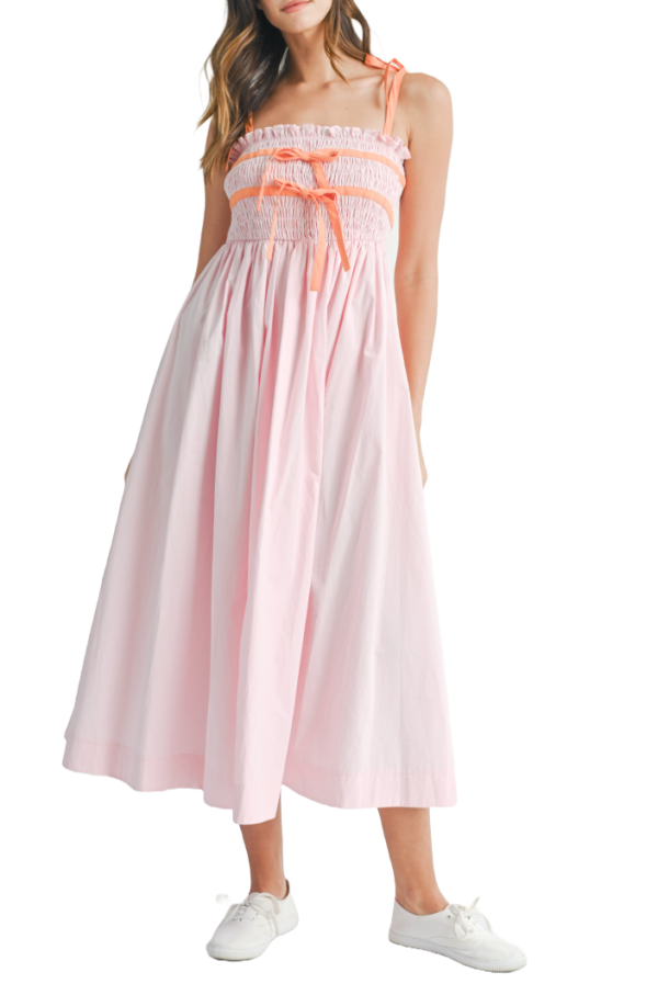 Auadan Pink Midi with Orange Contrasting Ties